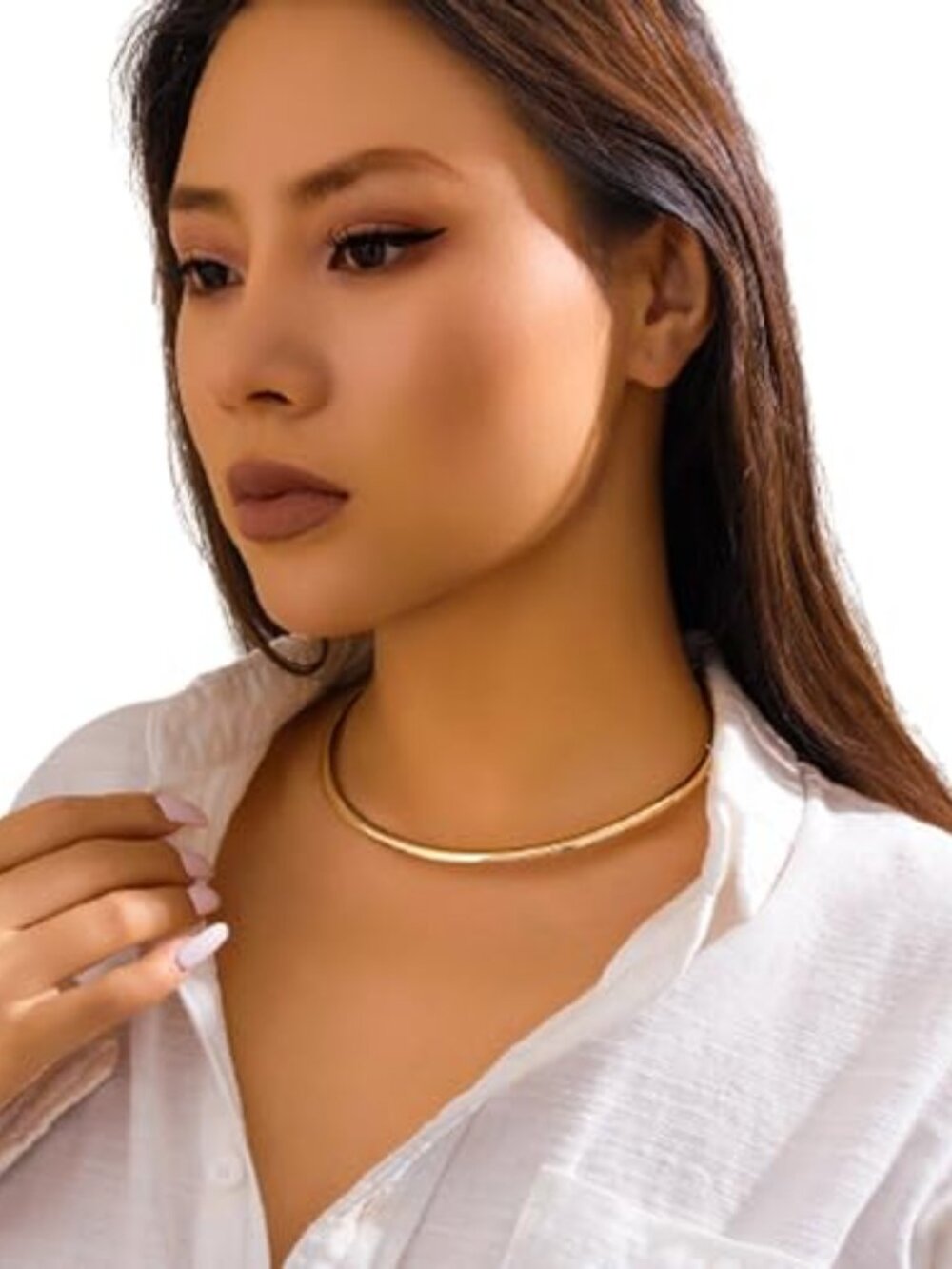 Simple Metal Collar Necklace Open Round Clavicle Chain Summer Beach Body Chain